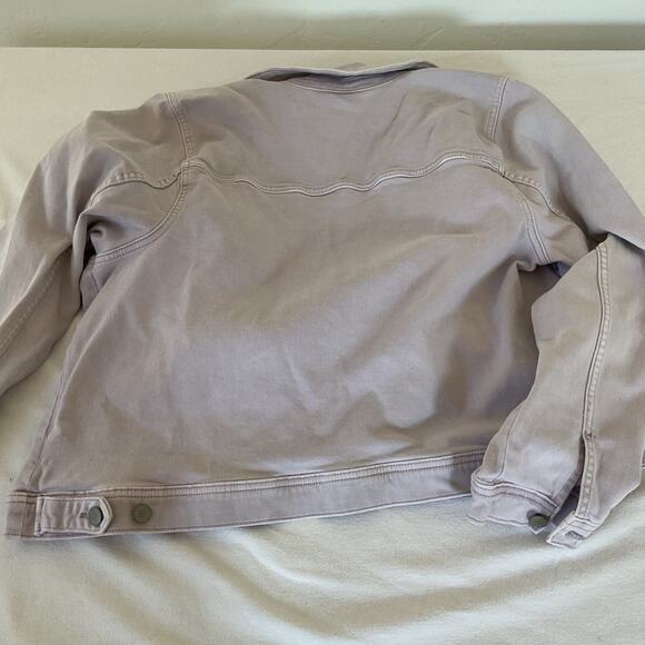 Womens Sonoma Plus Light Lavender Button Cropped Jean Jacket 1X Lilac Comfort - Picture 4 of 5